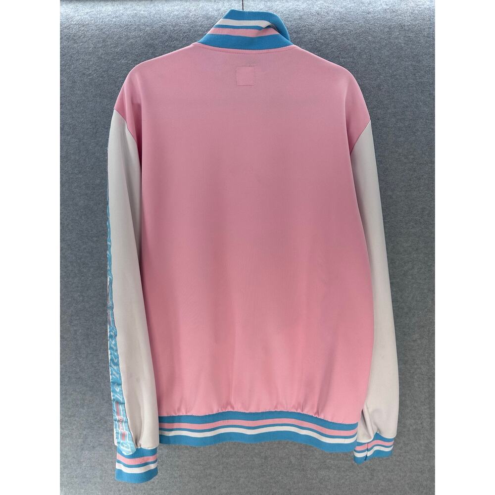 Le Tigre Men's sz XL Pink Blue & White Track Jacket Pastel Tri Color Large Logo - Picture 2 of 11